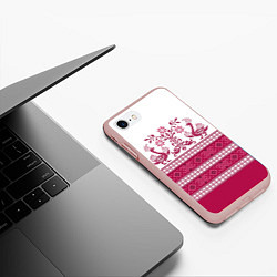 Чехол iPhone 7/8 матовый Вышивка 37, цвет: 3D-светло-розовый — фото 2