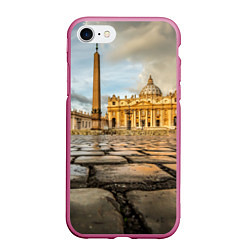 Чехол iPhone 7/8 матовый Площадь святого Петра, цвет: 3D-малиновый
