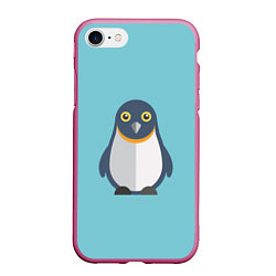 Чехол iPhone 7/8 матовый Пингвин, цвет: 3D-малиновый