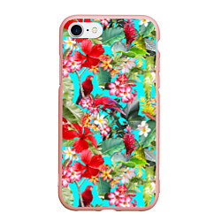 Чехол iPhone 7/8 матовый Тропический мир, цвет: 3D-светло-розовый
