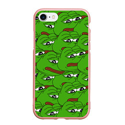 Чехол iPhone 7/8 матовый Sad frogs, цвет: 3D-светло-розовый