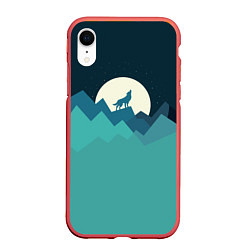 Чехол iPhone XR матовый Воющий волк, цвет: 3D-красный