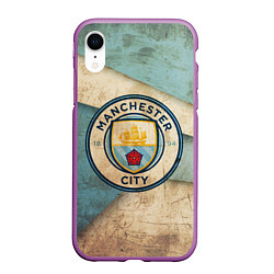 Чехол iPhone XR матовый FC Man City: Old Style, цвет: 3D-фиолетовый