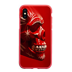 Чехол iPhone XS Max матовый Красный череп, цвет: 3D-красный