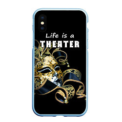 Чехол iPhone XS Max матовый Жизнь - это театр, цвет: 3D-голубой