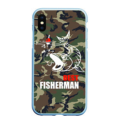 Чехол iPhone XS Max матовый Best fisherman, цвет: 3D-голубой