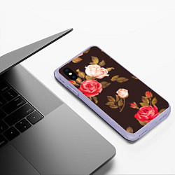 Чехол iPhone XS Max матовый Мотив из роз, цвет: 3D-светло-сиреневый — фото 2