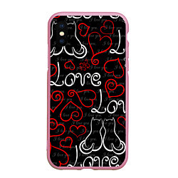 Чехол iPhone XS Max матовый Meow Love, цвет: 3D-розовый