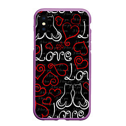 Чехол iPhone XS Max матовый Meow Love, цвет: 3D-фиолетовый