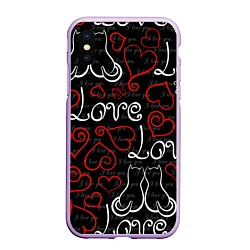 Чехол iPhone XS Max матовый Meow Love, цвет: 3D-сиреневый