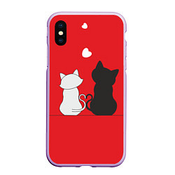 Чехол iPhone XS Max матовый Cat Love, цвет: 3D-сиреневый