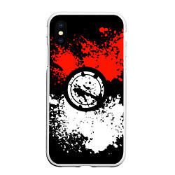 Чехол iPhone XS Max матовый Pokeball, цвет: 3D-белый