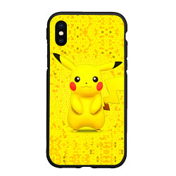 Чехол iPhone XS Max матовый Pikachu, цвет: 3D-черный