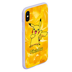 Чехол iPhone XS Max матовый Pikachu, цвет: 3D-светло-сиреневый — фото 2