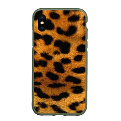 Чехол iPhone XS Max матовый Шкура леопарда, цвет: 3D-темно-зеленый