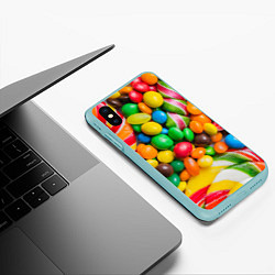 Чехол iPhone XS Max матовый Сладкие конфетки, цвет: 3D-мятный — фото 2