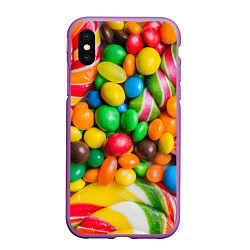 Чехол iPhone XS Max матовый Сладкие конфетки, цвет: 3D-фиолетовый