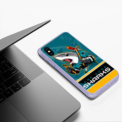 Чехол iPhone XS Max матовый San Jose Sharks, цвет: 3D-светло-сиреневый — фото 2