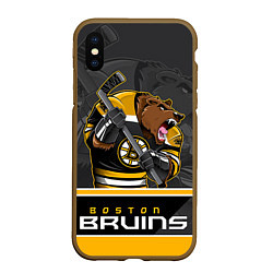 Чехол iPhone XS Max матовый Boston Bruins, цвет: 3D-коричневый