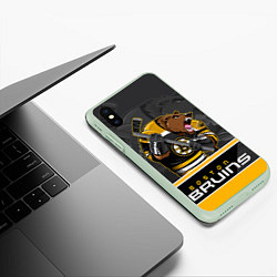 Чехол iPhone XS Max матовый Boston Bruins, цвет: 3D-салатовый — фото 2