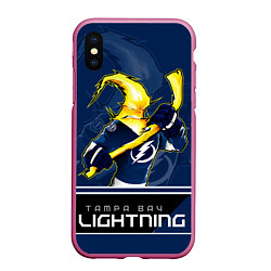 Чехол iPhone XS Max матовый Bay Lightning, цвет: 3D-малиновый