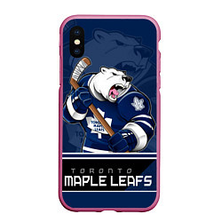 Чехол iPhone XS Max матовый Toronto Maple Leafs, цвет: 3D-малиновый