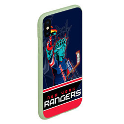 Чехол iPhone XS Max матовый New York Rangers, цвет: 3D-салатовый — фото 2