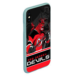 Чехол iPhone XS Max матовый New Jersey Devils, цвет: 3D-мятный — фото 2