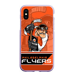 Чехол iPhone XS Max матовый Philadelphia Flyers, цвет: 3D-светло-сиреневый