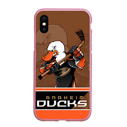 Чехол iPhone XS Max матовый Anaheim Ducks, цвет: 3D-розовый
