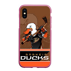 Чехол iPhone XS Max матовый Anaheim Ducks, цвет: 3D-малиновый