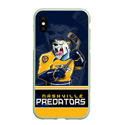 Чехол iPhone XS Max матовый Nashville Predators, цвет: 3D-салатовый