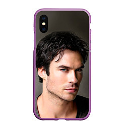 Чехол iPhone XS Max матовый Ian Somerhalder, цвет: 3D-фиолетовый