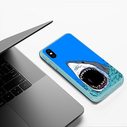 Чехол iPhone XS Max матовый Акулий рык, цвет: 3D-мятный — фото 2