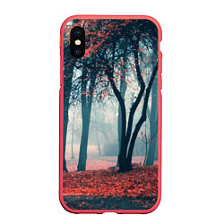 Чехол iPhone XS Max матовый Осень, цвет: 3D-красный