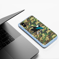 Чехол iPhone XS Max матовый Sharks Camouflage, цвет: 3D-голубой — фото 2