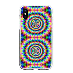 Чехол iPhone XS Max матовый Grazy fractal, цвет: 3D-белый