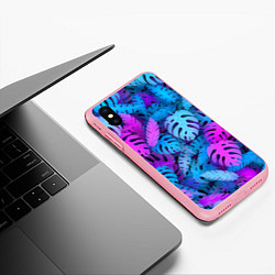 Чехол iPhone XS Max матовый Сине-розовые тропики, цвет: 3D-баблгам — фото 2