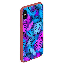 Чехол iPhone XS Max матовый Сине-розовые тропики, цвет: 3D-красный — фото 2