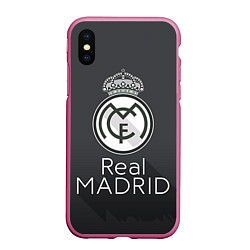 Чехол iPhone XS Max матовый Real Madrid, цвет: 3D-малиновый
