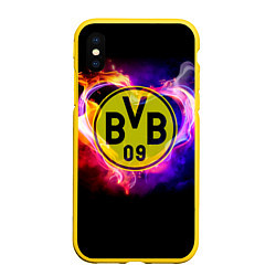 Чехол iPhone XS Max матовый Borussia2, цвет: 3D-желтый