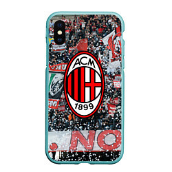 Чехол iPhone XS Max матовый Milan FC, цвет: 3D-мятный