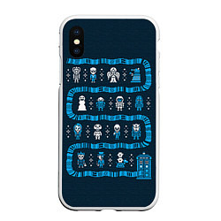 Чехол iPhone XS Max матовый Доктор Кто: узор, цвет: 3D-белый