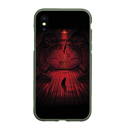 Чехол iPhone XS Max матовый Alien: Space Ship, цвет: 3D-темно-зеленый