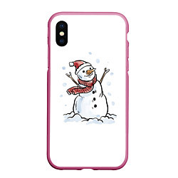 Чехол iPhone XS Max матовый Снеговик