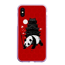 Чехол iPhone XS Max матовый Panda Warrior, цвет: 3D-сиреневый