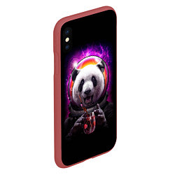 Чехол iPhone XS Max матовый Panda Cosmonaut, цвет: 3D-красный — фото 2
