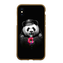 Чехол iPhone XS Max матовый Donut Panda, цвет: 3D-коричневый