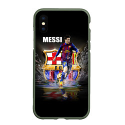 Чехол iPhone XS Max матовый Messi FCB, цвет: 3D-темно-зеленый