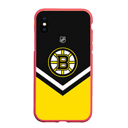 Чехол iPhone XS Max матовый NHL: Boston Bruins, цвет: 3D-красный